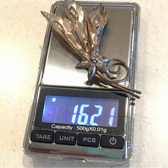 Vintage Coro Pegasus 1940s Sterling Silver Floral Bouquet Brooch WW2 Era - Picture 14 of 14